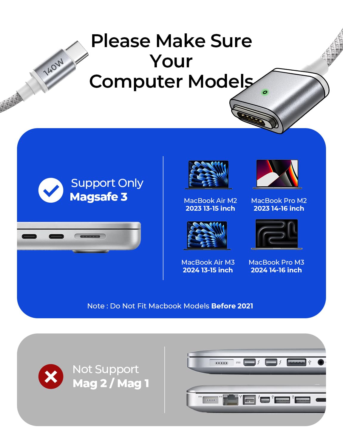 Foto 3 pulgar | Cable Lisen Usb-c Magnetic 3 De 140 W Para Macbook, Cargador De 2 M - Venta Internacional.