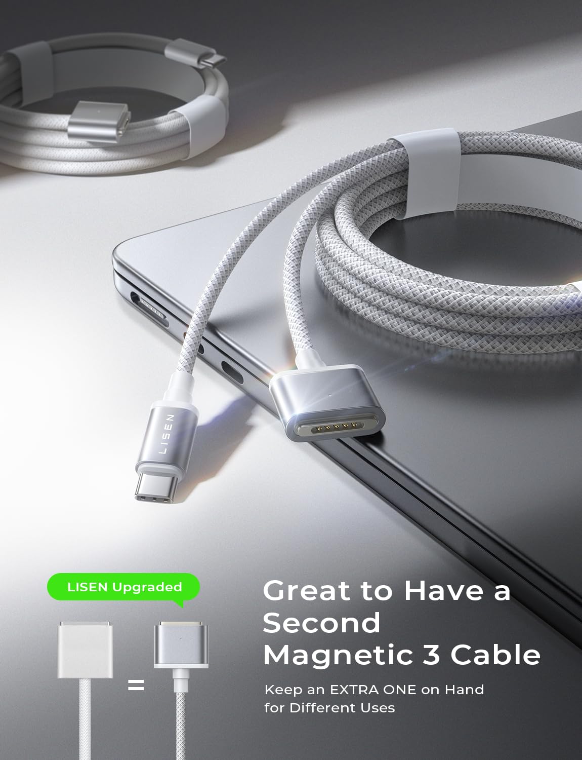 Foto 3 | Cable Lisen Usb-c Magnetic 3 De 140 W Para Macbook, Cargador De 2 M - Venta Internacional.