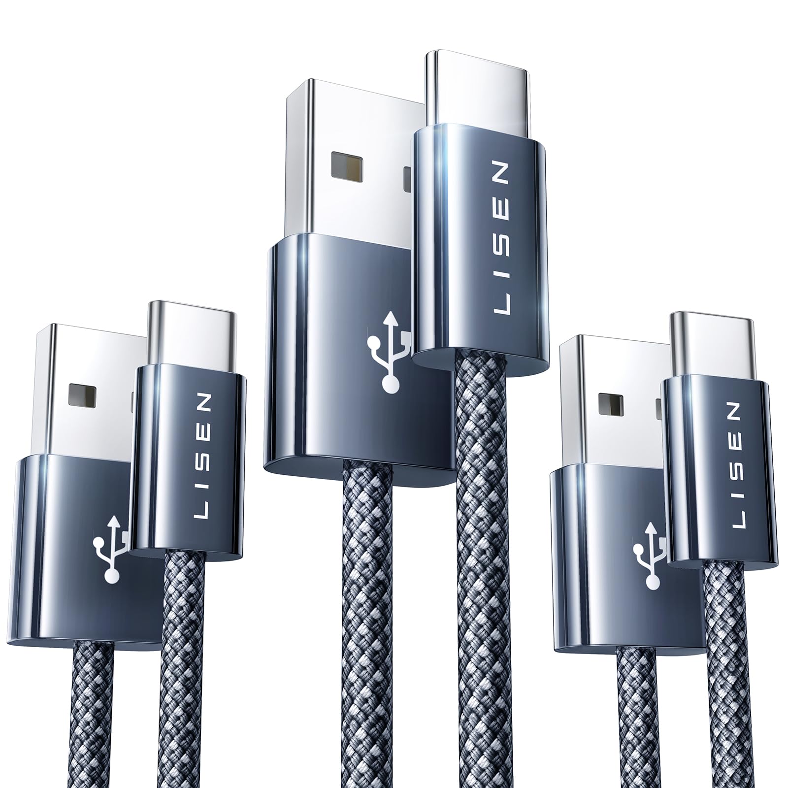 Cable Usb A A Usb C Lisen [1 M+2 M+3 M, Paquete De 3] Carga Rápida De 3,2 A - Venta Internacional. $393