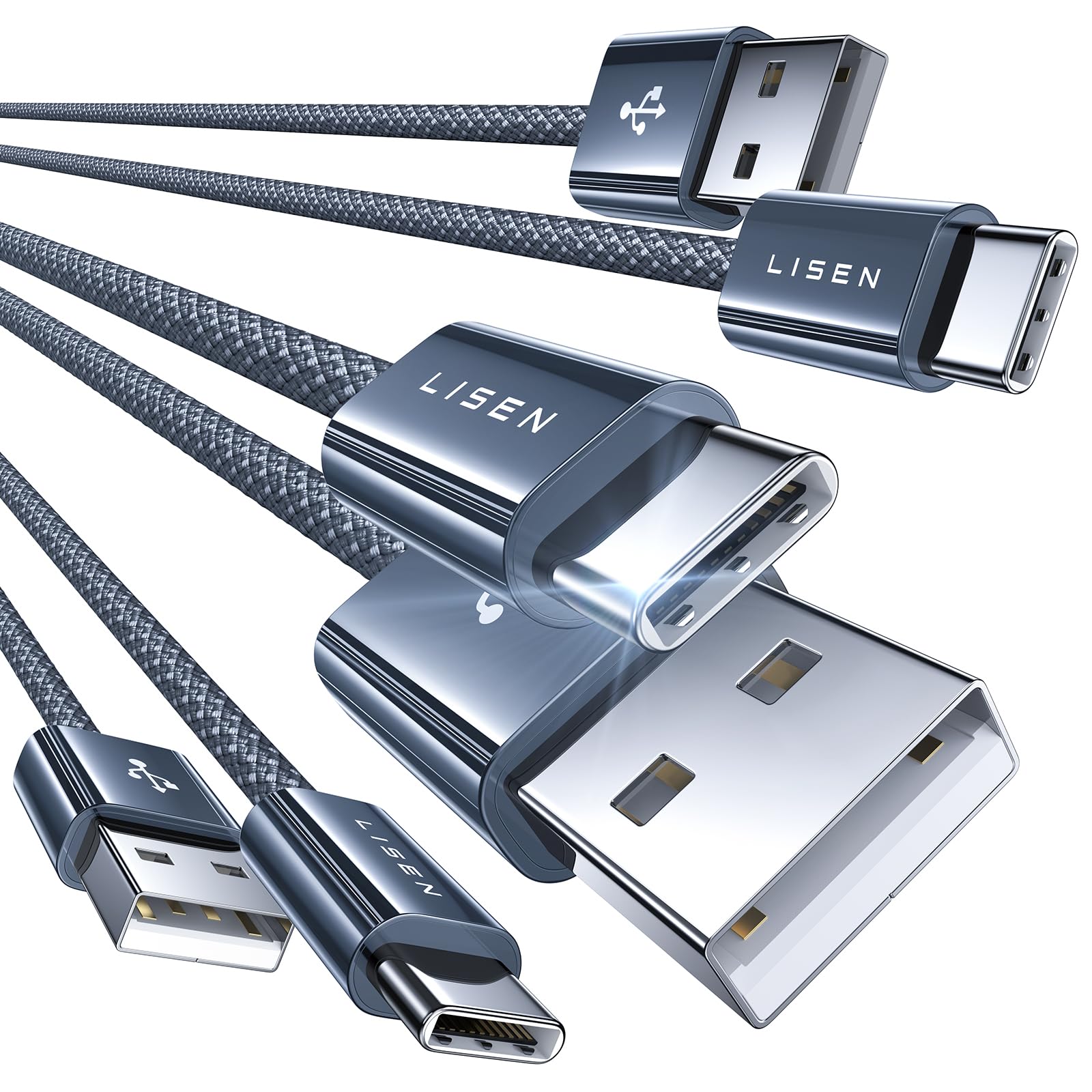 Cable Usb Lisen Usb A C De 3,2 A De Carga Rápida [paquete De 3] - Venta Internacional. $343