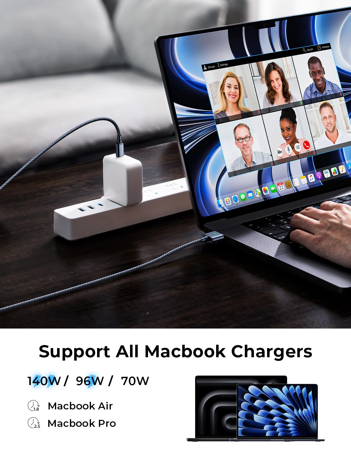 Foto 4 pulgar | Cable Usb C A Magnético Lisen De 140 W Para Macbook Charger De 2 M - Venta Internacional.