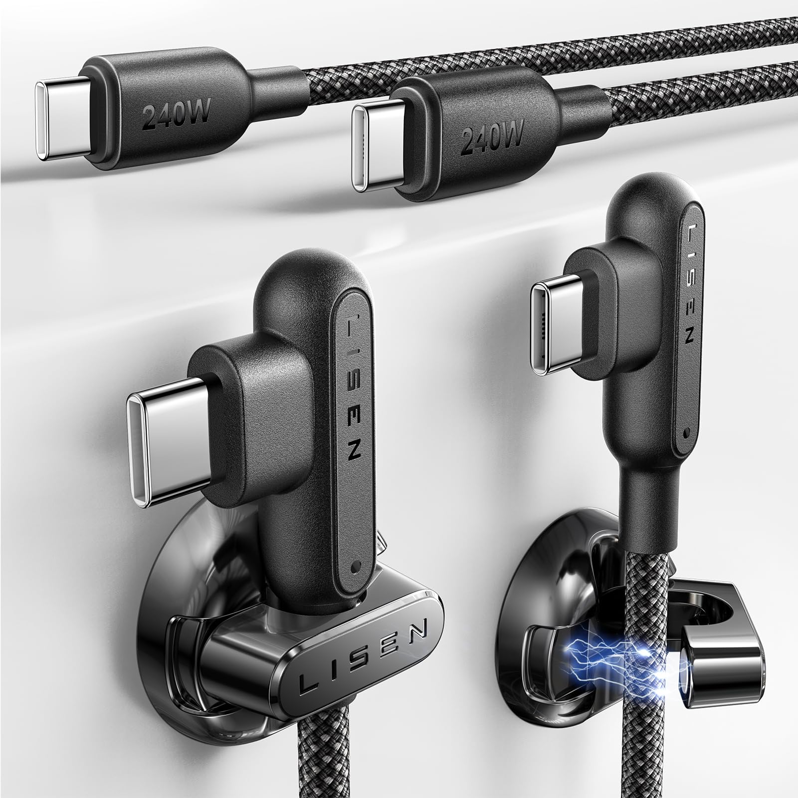 Cable Usb C A Usb C Lisen, 240 W, Paquete De 2 M/2 Con Clips Para Cables - Venta Internacional.