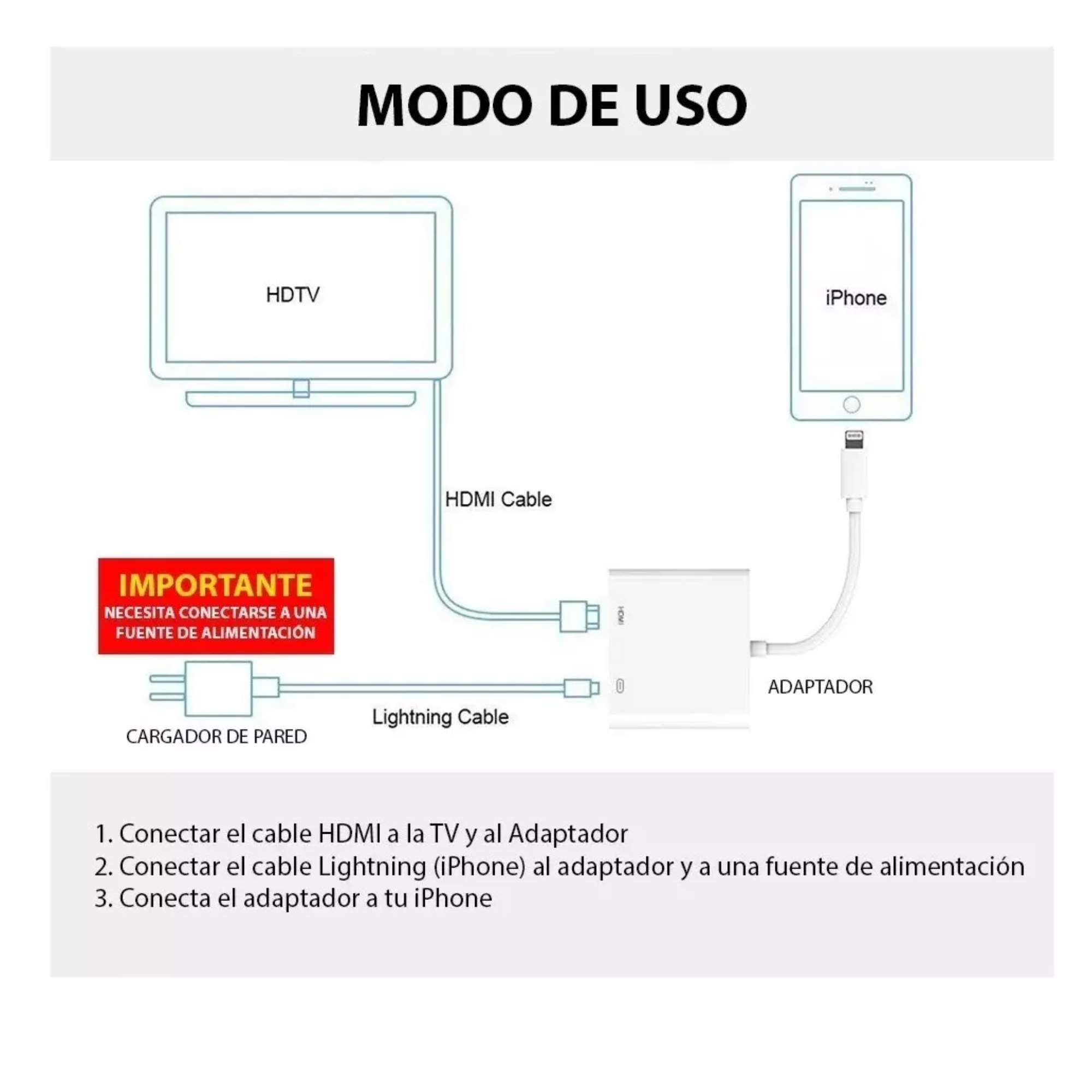 Foto 3 pulgar | Adaptador Hdmi Lightning Av Digital 1080p para iPhone y iPad