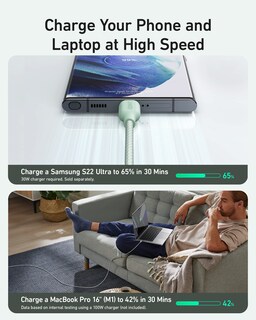 Foto 7 | Cable Usb C Anker Biobraded Tipo C De Carga Rápida De 6 Pies, Verde - Venta Internacional.