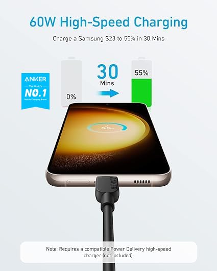 Foto 3 pulgar | Cable Anker 310 Usb-c A Usb-c De 3 A, 60 W Y 3 M Para Samsung, Ipad Y Mac - Venta Internacional.