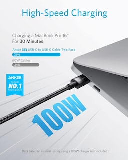 Foto 2 | Cable De Carga Anker Usb 2.0 Tipo C De 100 W, 6 Pies, Para Iphone Macbook - Venta Internacional.