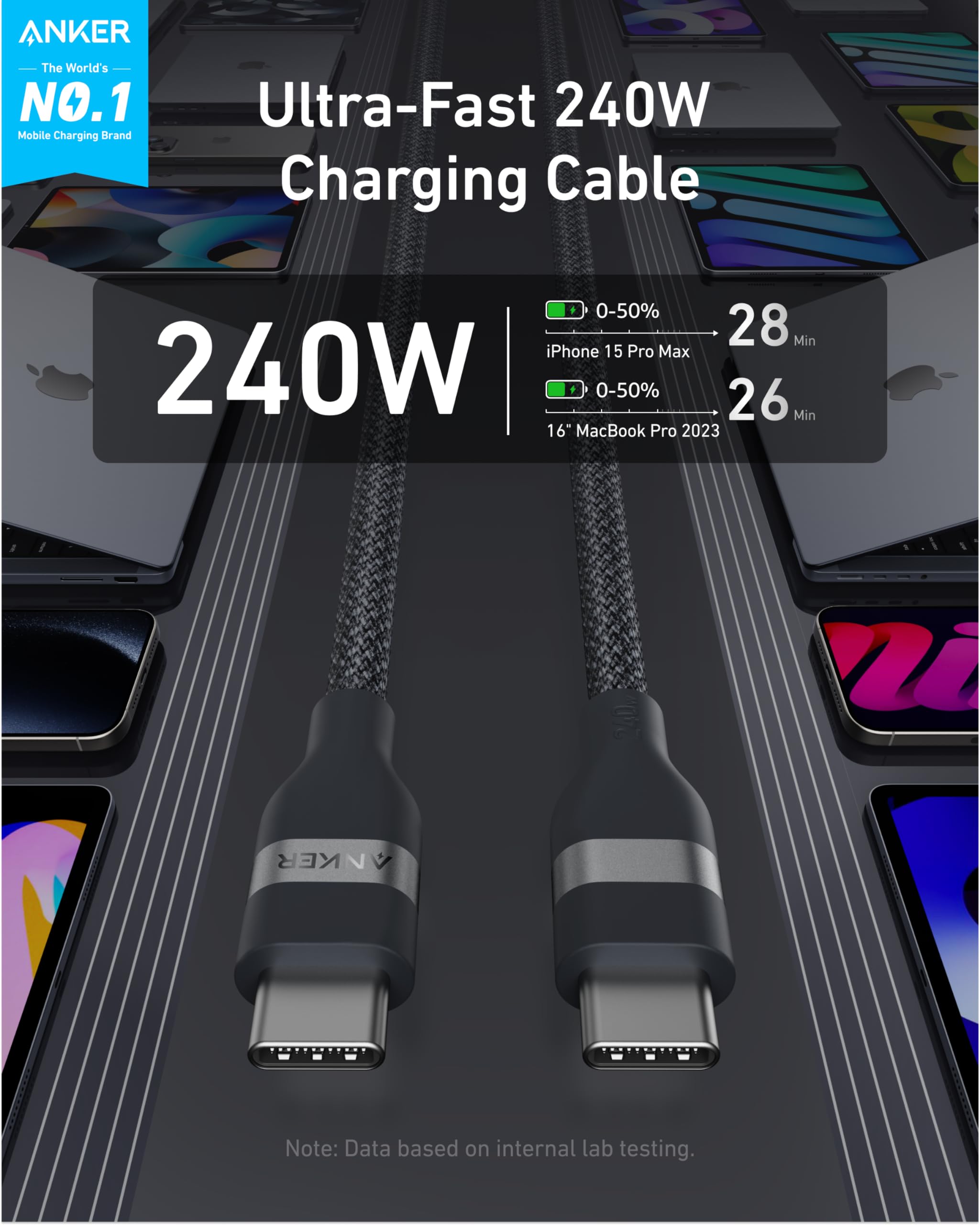 Foto 3 pulgar | Cable Usb C Anker Nano, 240 W, 1,8 M, Carga Rápida Para Iphone Macbook - Venta Internacional.