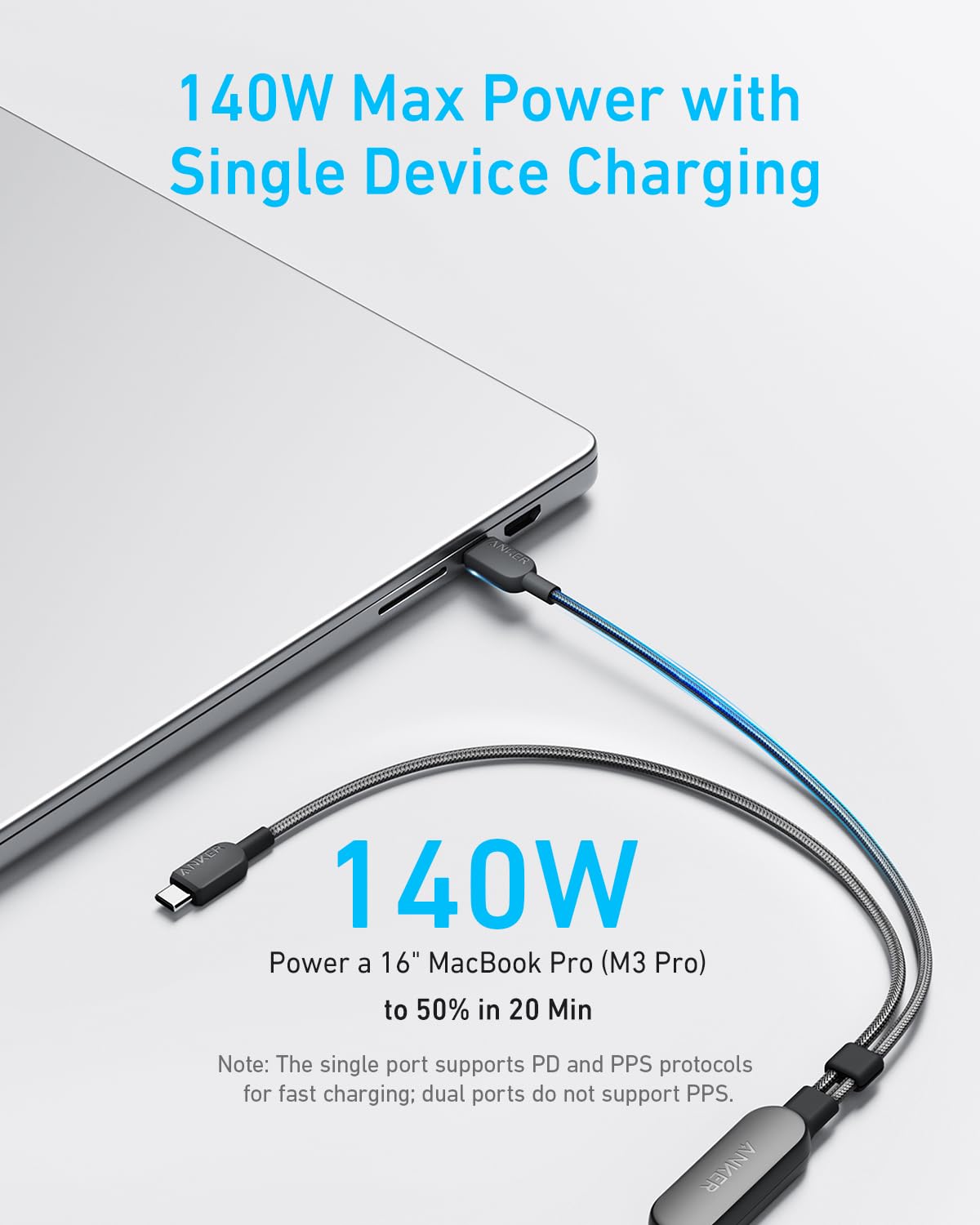 Foto 4 pulgar | Cable Anker Usb C 2 En 1 De 1,2 M Y 140 W De Carga Rápida Para Iphone 16 - Venta Internacional.