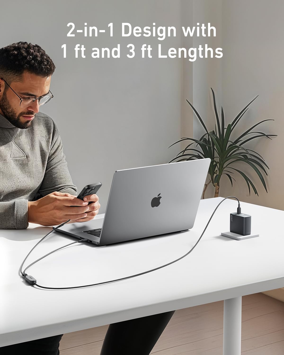 Foto 7 pulgar | Cable Anker Usb C 2 En 1 De 1,2 M Y 140 W De Carga Rápida Para Iphone 16 - Venta Internacional.