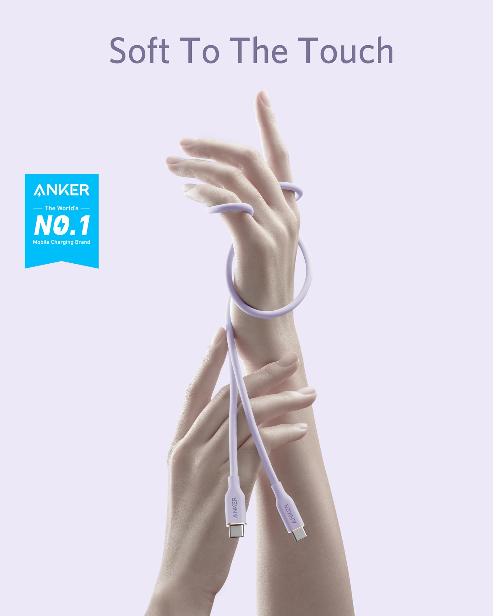 Foto 3 pulgar | Cable Usb C Anker Tipo C, Carga Rápida, 100 W, 6 Pies, Color Malva - Venta Internacional.