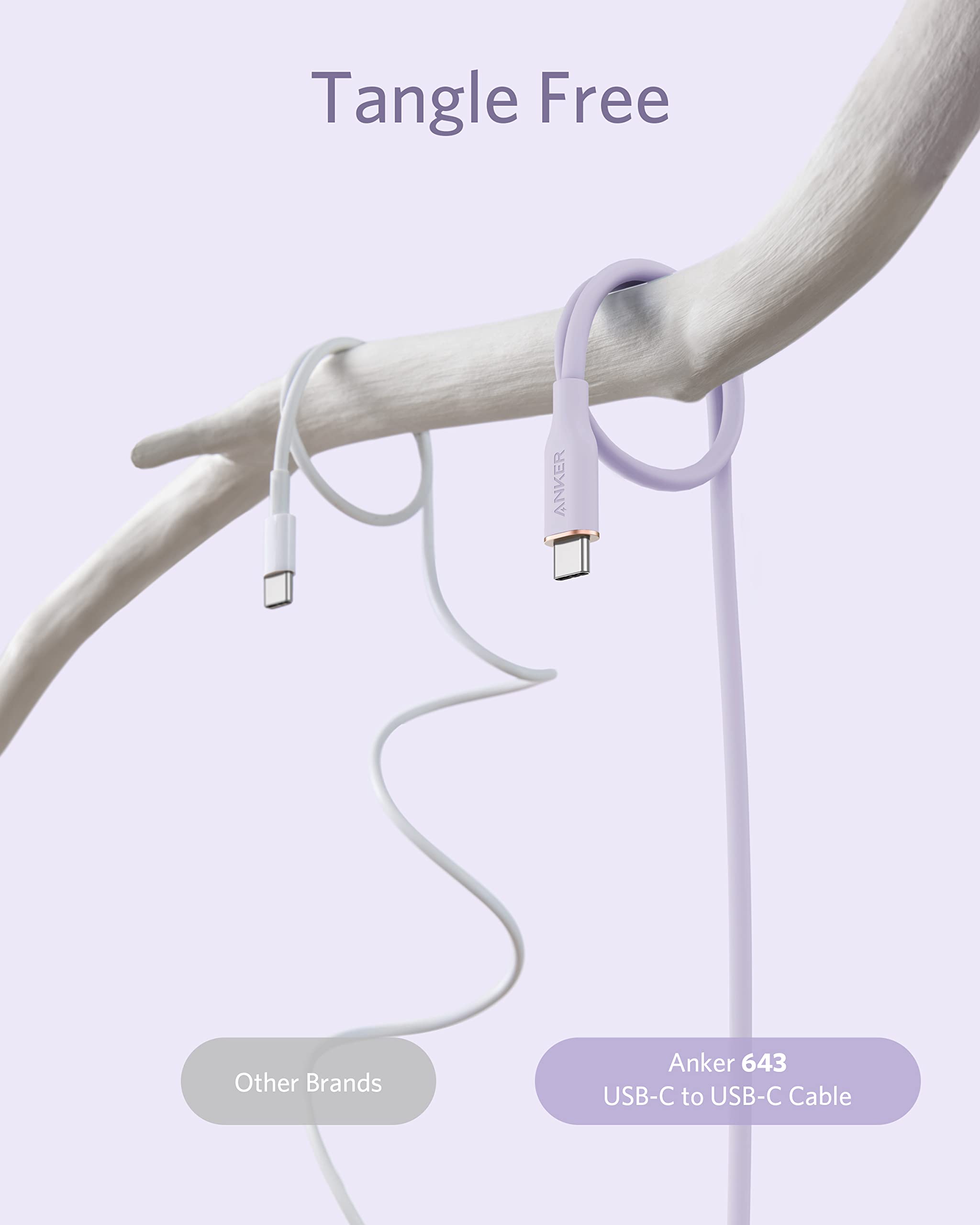 Foto 4 pulgar | Cable Usb C Anker Tipo C, Carga Rápida, 100 W, 6 Pies, Color Malva - Venta Internacional.