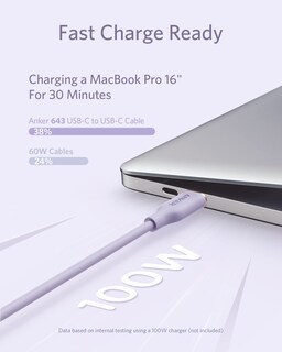 Foto 6 | Cable Usb C Anker Tipo C, Carga Rápida, 100 W, 6 Pies, Color Malva - Venta Internacional.