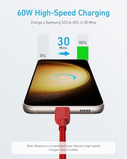 Foto 2 | Cable Usb C A Usb C Anker Tipo C De Carga Rápida, Paquete De 2 Unidades, 6 Pies, Rojo - Venta Internacional.
