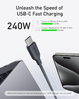 Foto 3 | Cable Usb C A C Anker Biobraded Fast Charge 240 W 1 M - Venta Internacional.