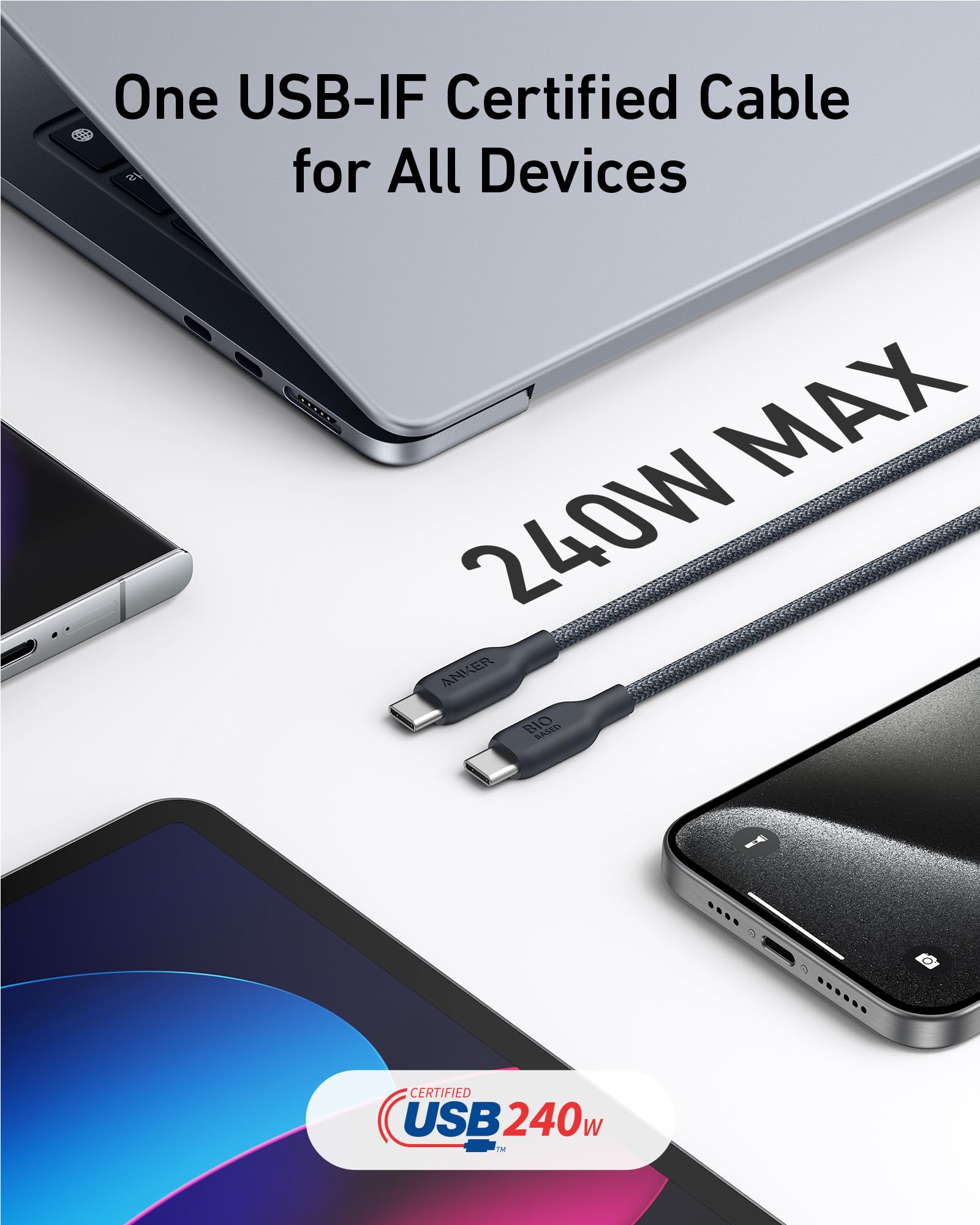 Foto 5 pulgar | Cable Usb C A C Anker Biobraded Fast Charge 240 W 1 M - Venta Internacional.
