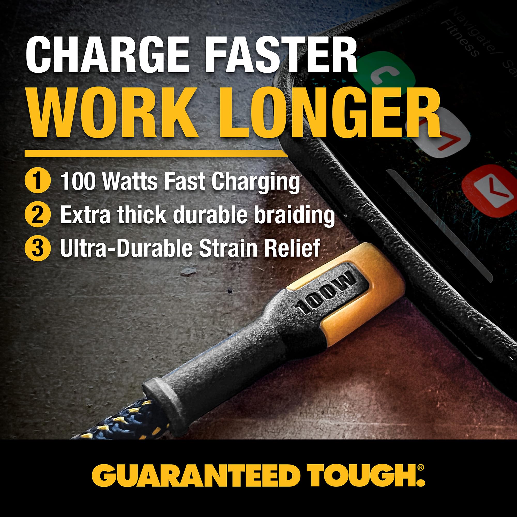 Foto 4 pulgar | Cable De Carga Dewalt Usb C A Usb C De 1 M Para Iphone Macbook De 100 W - Venta Internacional.