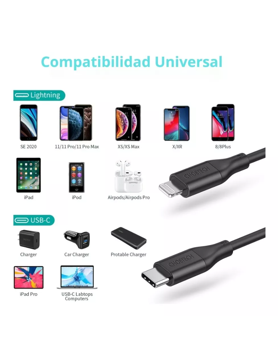 Foto 4 pulgar | Cable Para Celular Tipo C A Ligthining Choetech N 1.2 M