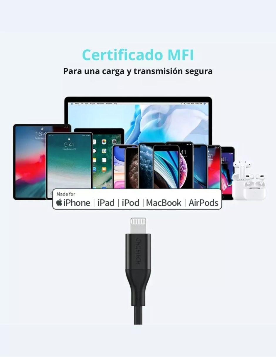 Foto 5 pulgar | Cable Para Celular Tipo C A Ligthining Choetech N 1.2 M
