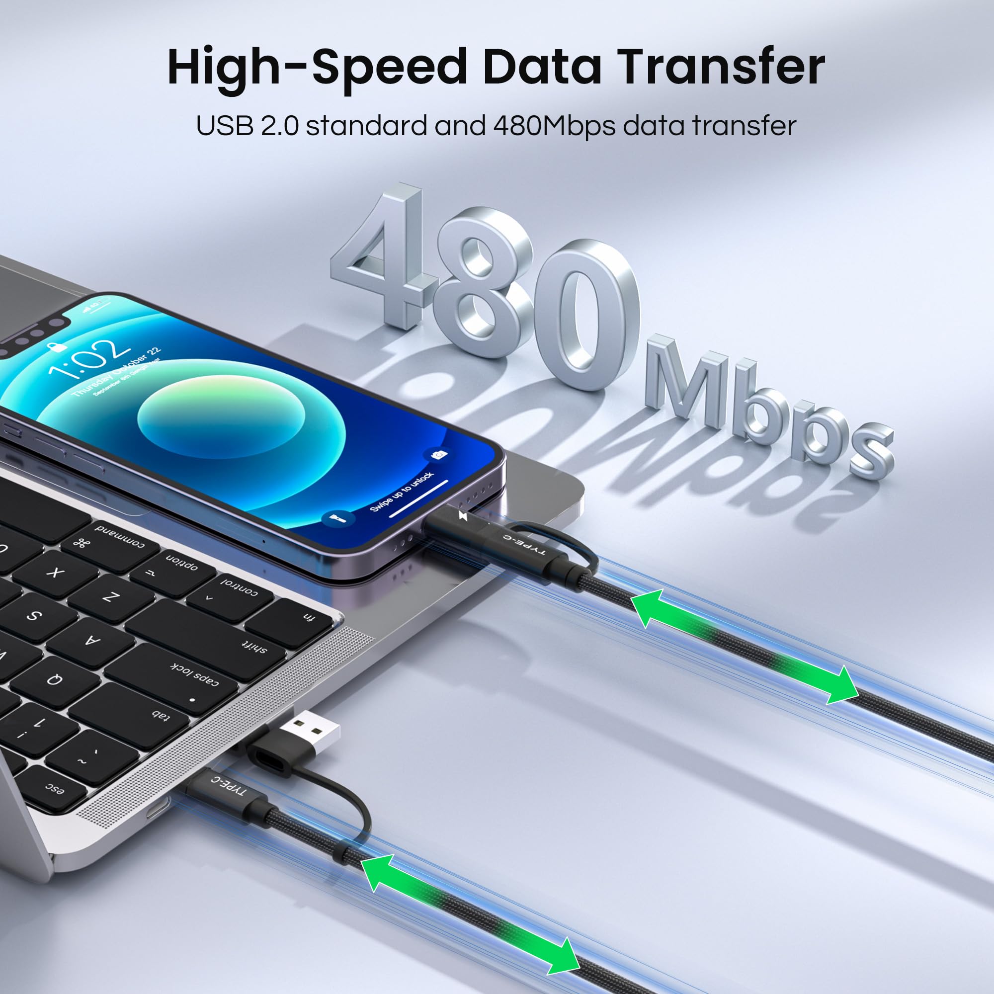 Foto 6 | Cable De Carga Basesailor 4 En 1 Usb C A Usb C 60 W 1 M - Venta Internacional.