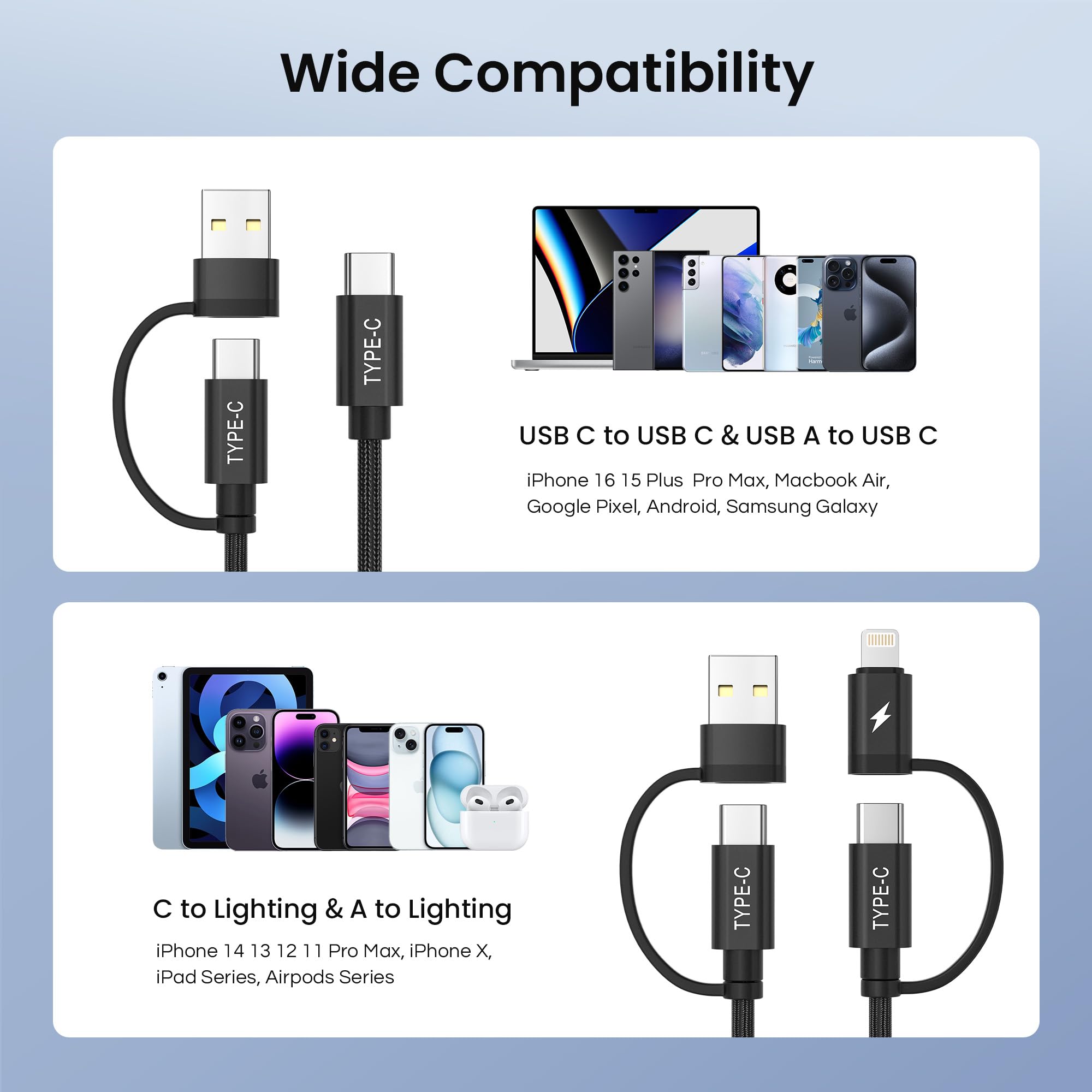 Foto 8 pulgar | Cable De Carga Basesailor 4 En 1 Usb C A Usb C 60 W 1 M - Venta Internacional.