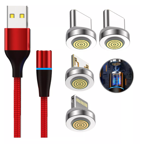 Cargador Magnetico Cable Usb Wünd   Carga Rapida 3en1 Ip Tipo C V8