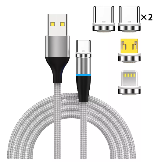 Foto 2 pulgar | Cargador Magnetico Wünd Cable Usb Carga Rapida 3en1 Ip Tipo C V8