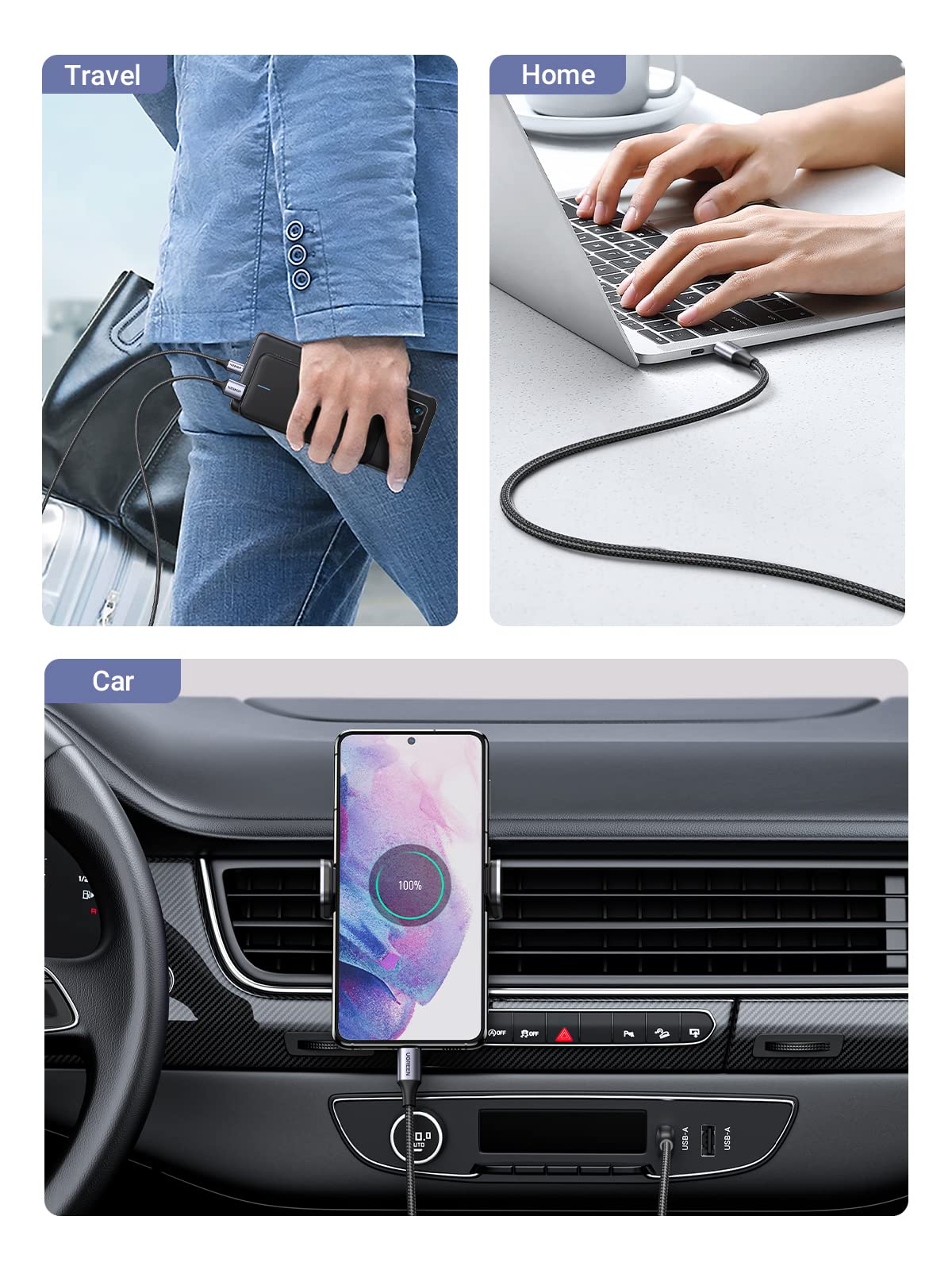 Foto 4 pulgar | Cable Usb A Usb C Ugreen Car Carplay 3a De Carga Rápida De 3 M - Venta Internacional.