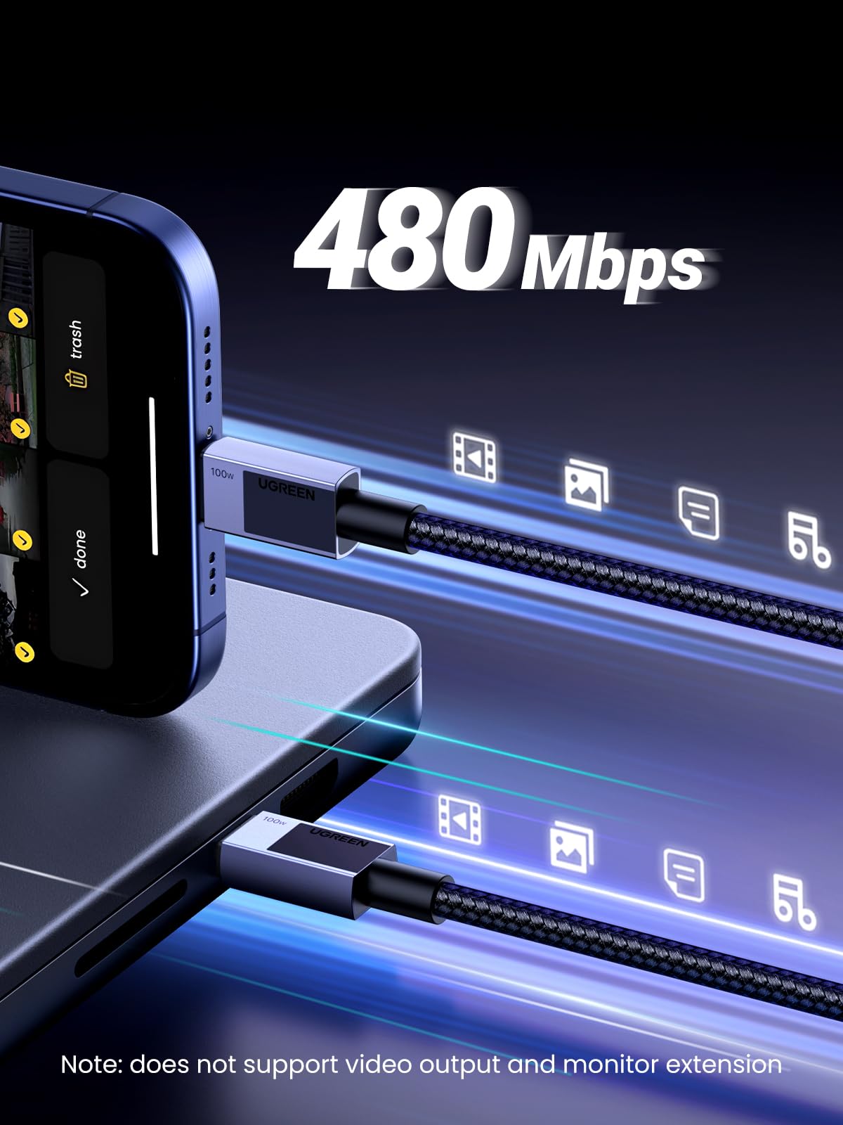 Foto 8 pulgar | Cable Ugreen Usb C a Usb C 100 W Carga Rápida 3 M - Venta Internacional