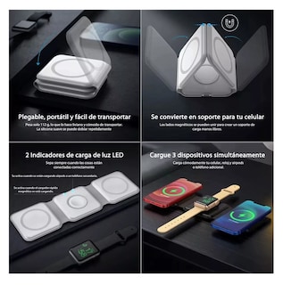Foto 4 | Cargador Inalámbrico 3 En 1 Carga Rápida Para Iphone Samsung