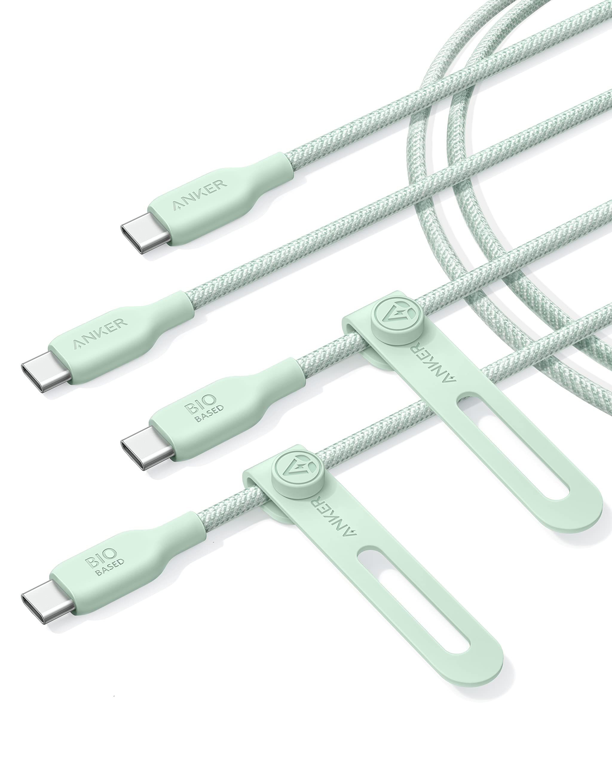 Cable Usb C Anker De 6 Pies [paquete De 2] 240 W Con Trenzado Biológico Tipo C, Verde - Venta Internacional.