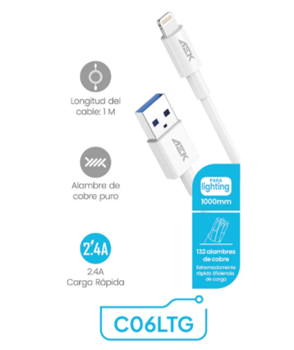 Foto 2 | Cable Usb A Usb Lightning Aek