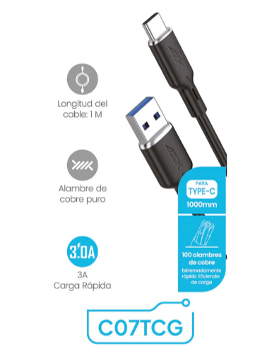 Foto 3 pulgar | Cable Usb A Usb Tipo ''c'' Aek