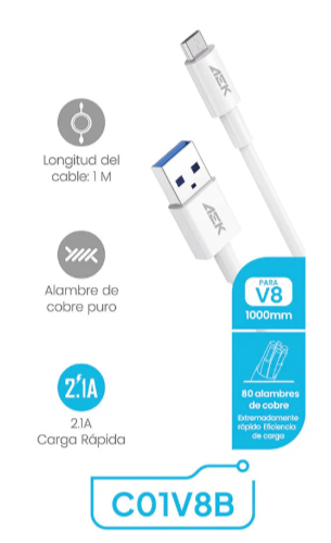 Foto 3 pulgar | Cable Usb A Usb Micro Aek