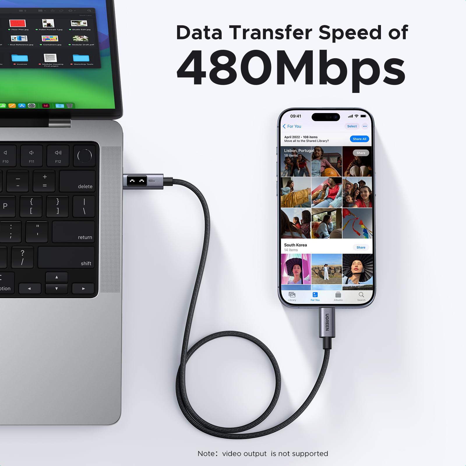 Foto 5 | Cable Usb C A Usb C Ugreen Uno De 100 W, Carga Rápida, 3 M, Negro - Venta Internacional.