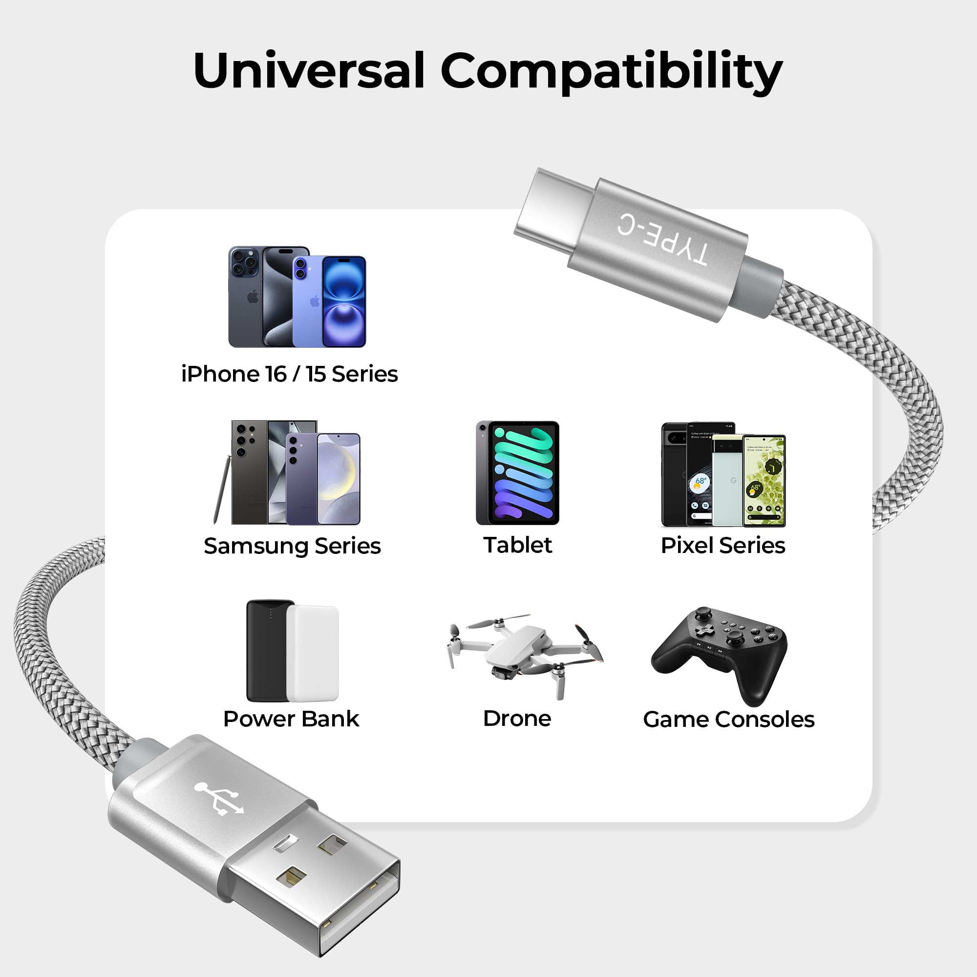 Foto 8 pulgar | Cable De Carga Basesailor Para Iphone 16, 15 Pro Max, Usb-c, Paquete De 2 M - Venta Internacional.