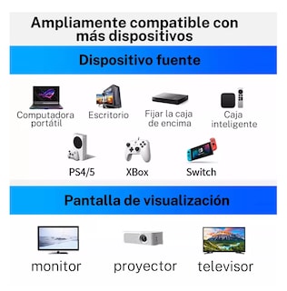 Foto 3 | Cable 10 Metros 4k Blindado Uso Rudo Alta Calidad Negro Azul