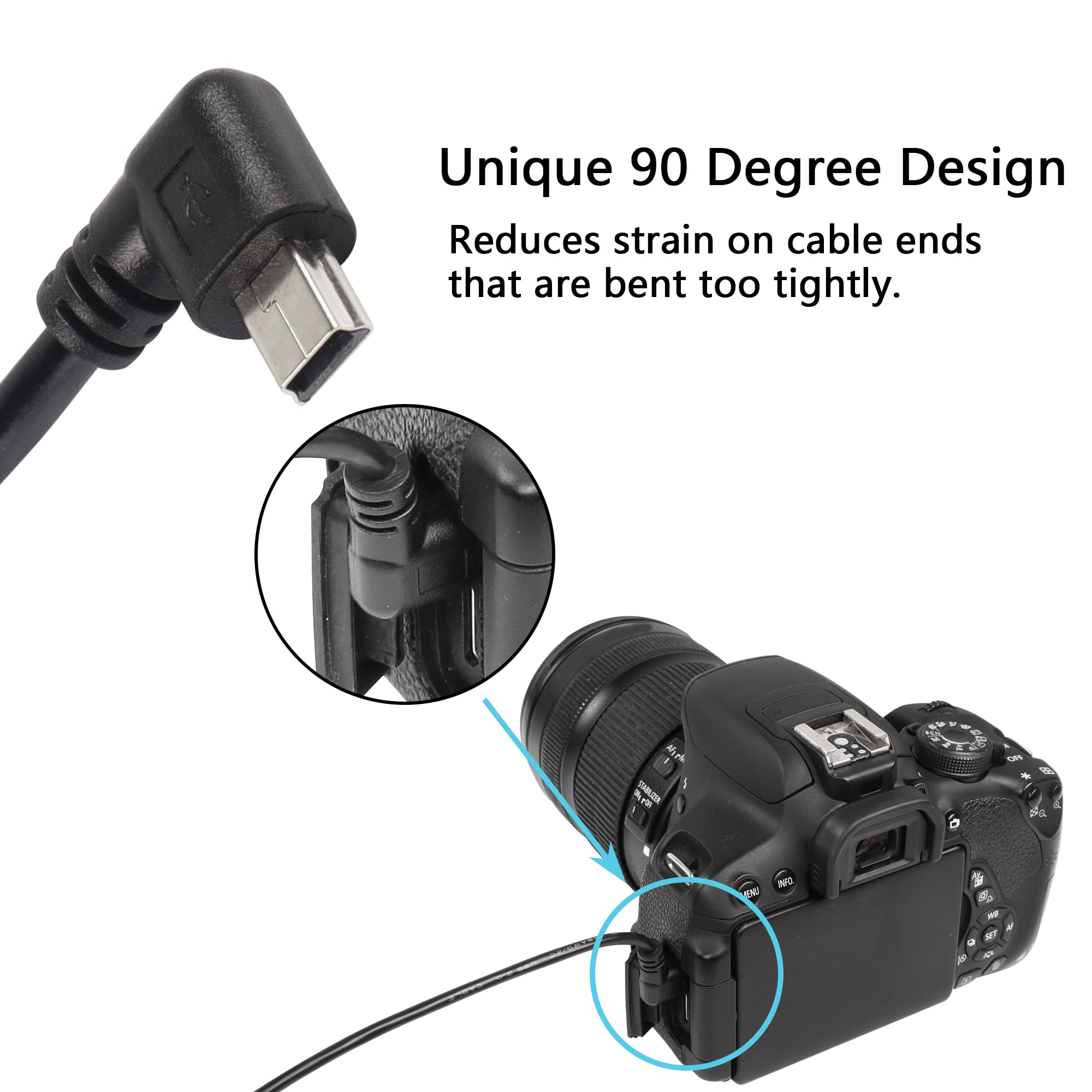 Foto 3 | Cable Cerrxian Mini Usb 2.0 De 90 Grados Tipo A A Mini B De 5 Pines Y 30 Cm - Venta Internacional.