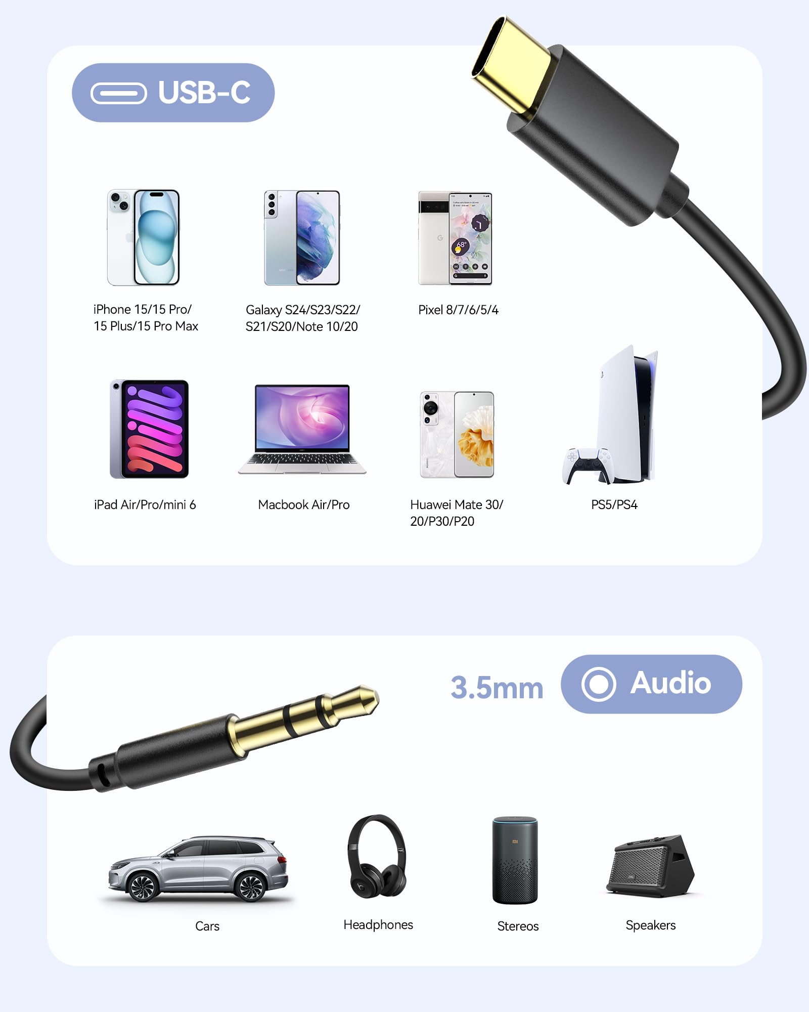 Foto 7 pulgar | Cable Auxiliar De Audio Agptek Usb Tipo C A Conector De 3,5 Mm, Negro - Venta Internacional.