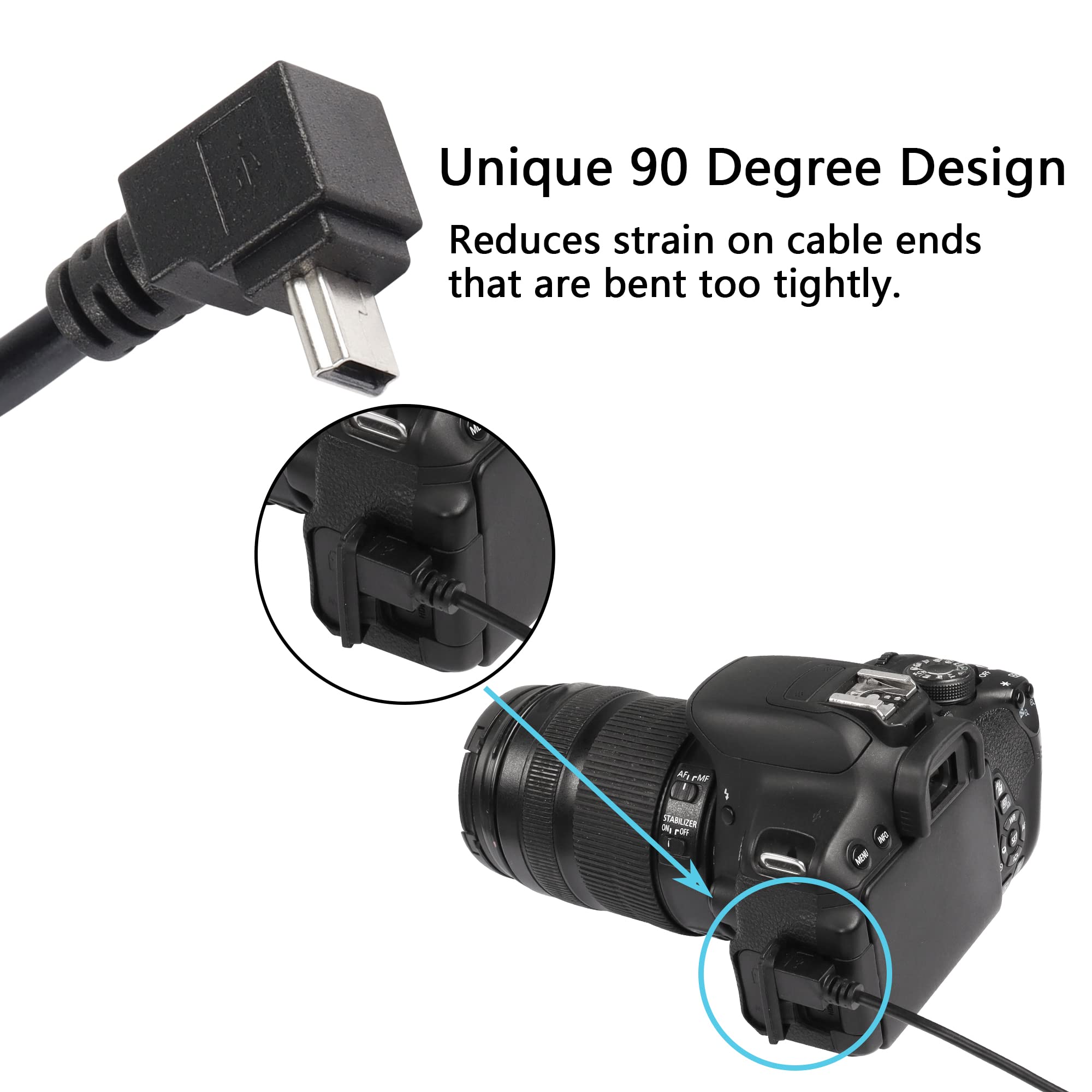 Foto 4 pulgar | Cable Cerrxian Mini Usb De 90 Grados Tipo A A Mini B De 5 Pines Y 30 Cm - Venta Internacional.