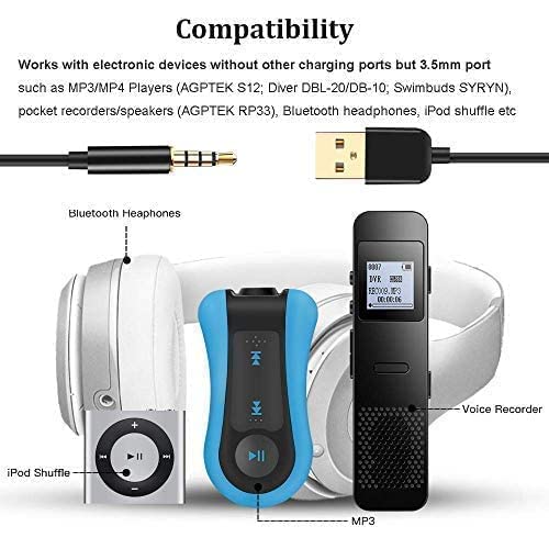 Foto 4 pulgar | Cable de Carga AGPtek de 3.5 mm para Mp3-Venta Internacional
