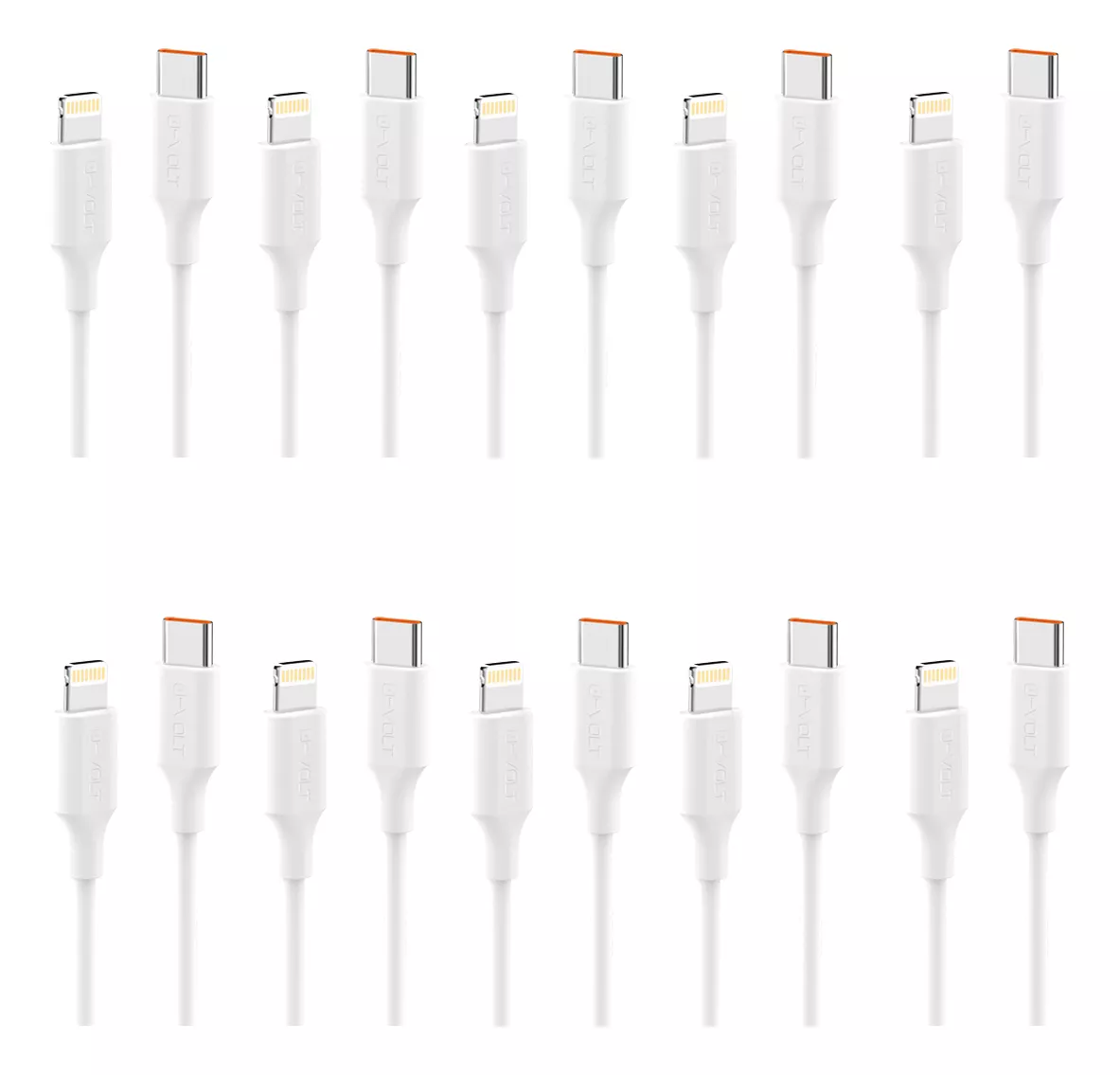 Foto 2 pulgar | Cable Para Iphone Carga Rápida 1m (10 Piezas) Usb C Eo Safe Imports Esi-18611 Blanco