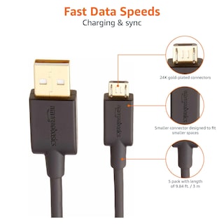 Foto 4 | Cable de Carga Amazon Basics tipo Usb 5 Piezas-Venta Internacional