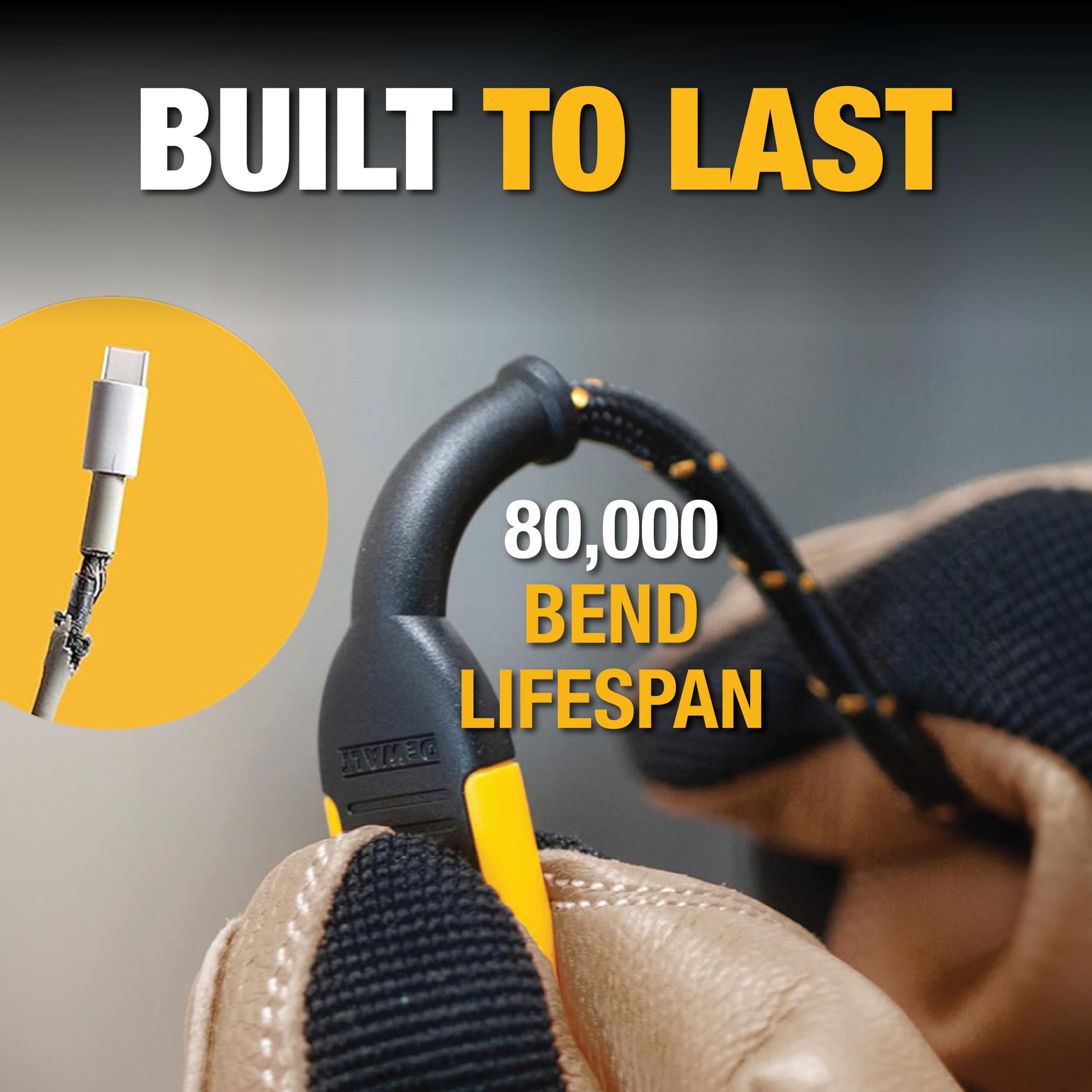 Foto 7 | Cable Usb C Dewalt Premium De Nailon Trenzado Usb A A Tipo C Negro - Venta Internacional.