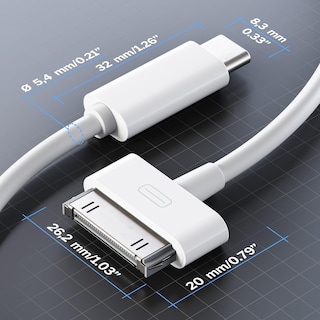 Foto 5 | Cable Adaptador De 30 Pines A Usb C Para Iphone, Ipad, Ipod De 1 M, Blanco - Venta Internacional.