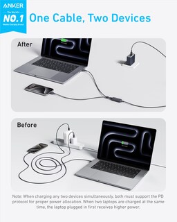 Foto 2 | Cable USB C Anker 2 en 1 140 W Carga Rápida 6 Pies - Venta Internacional
