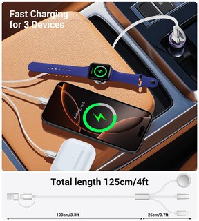 Foto 4 | Cable de Carga Temdan para Apple Watch y iPhone 16 Blanco - Venta Internacional