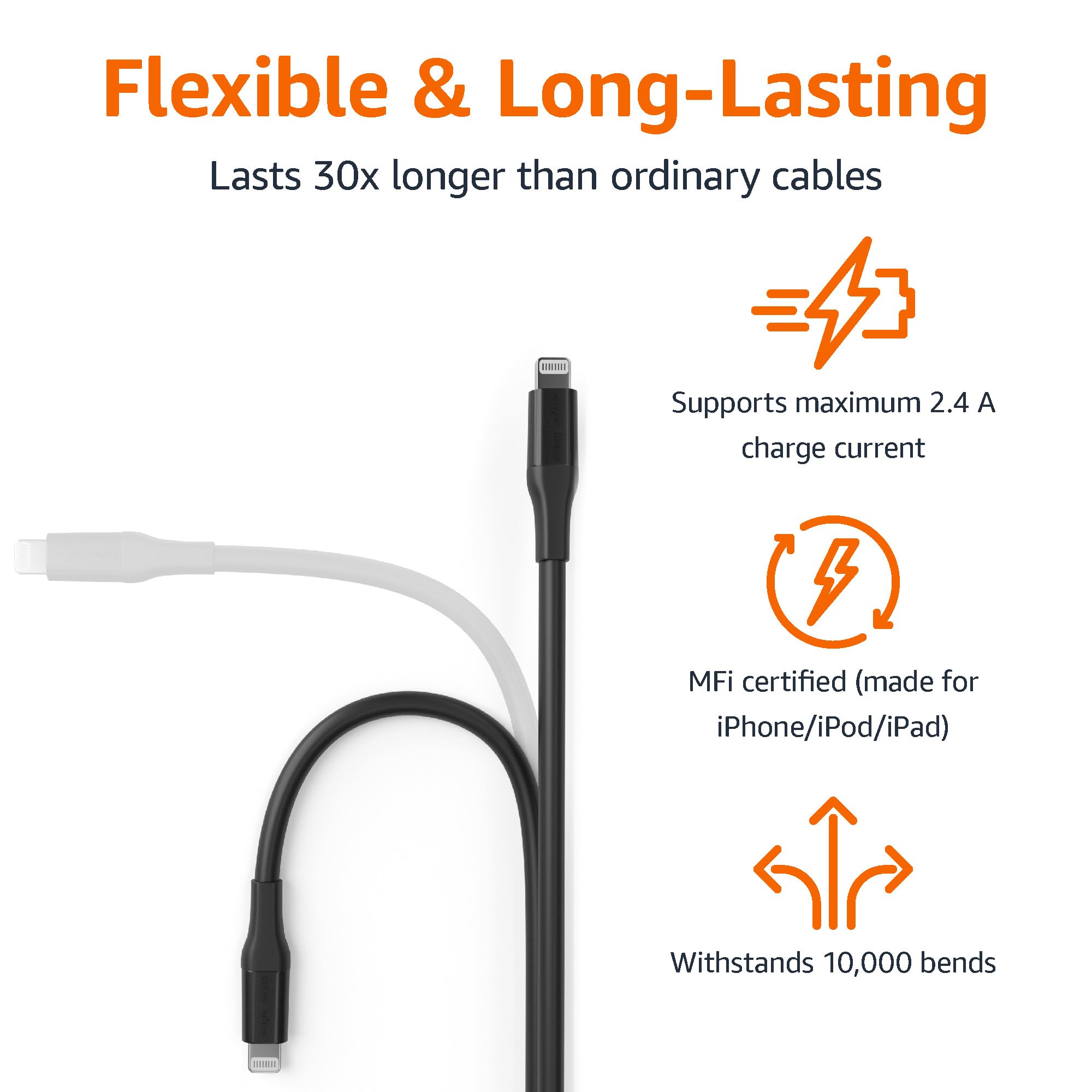 Foto 4 pulgar | Cable de Carga Amazon Basics Usb-a A Lightning 3 m Para iPhone - Venta Internacional
