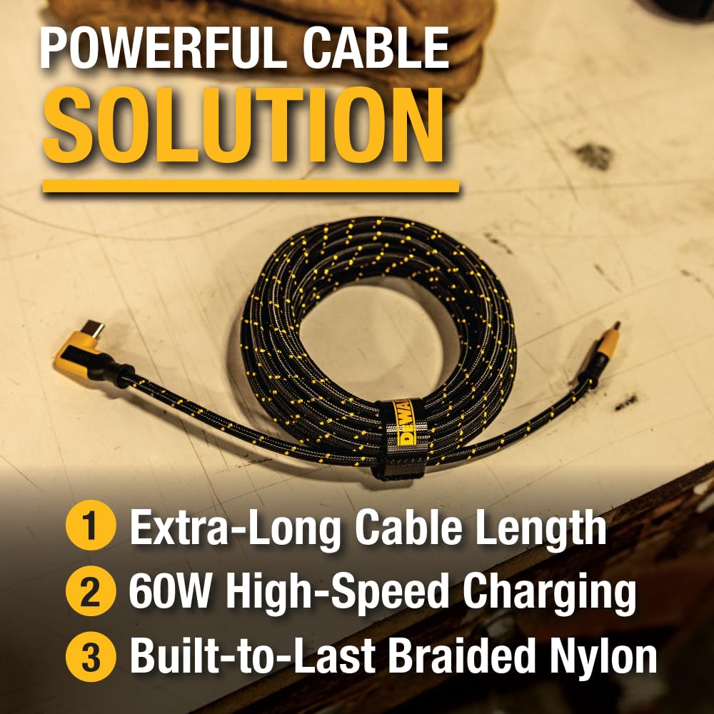 Foto 3 pulgar | Cable De Carga Dewalt Heavy Duty Usb C, 6 M, 60 W, Extra Largo - Venta Internacional.