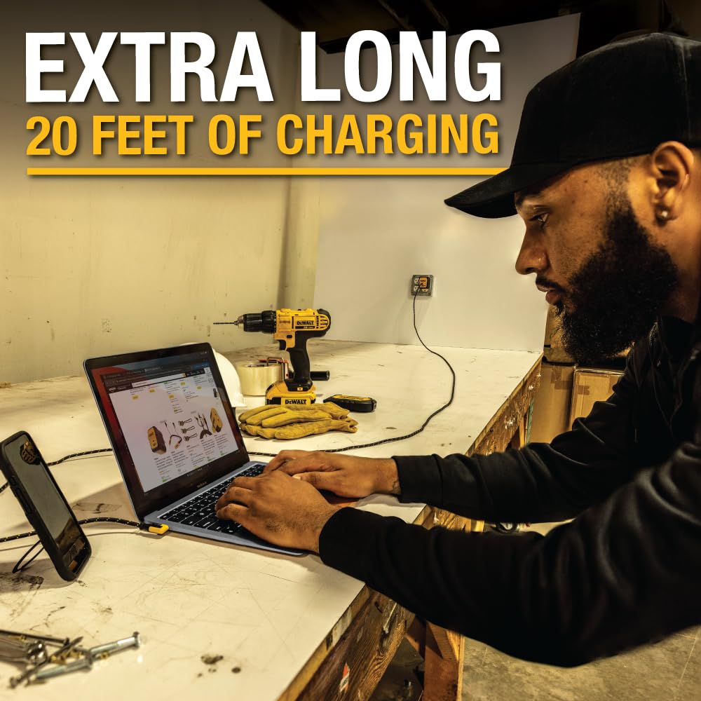 Foto 3 | Cable De Carga Dewalt Heavy Duty Usb C, 6 M, 60 W, Extra Largo - Venta Internacional.