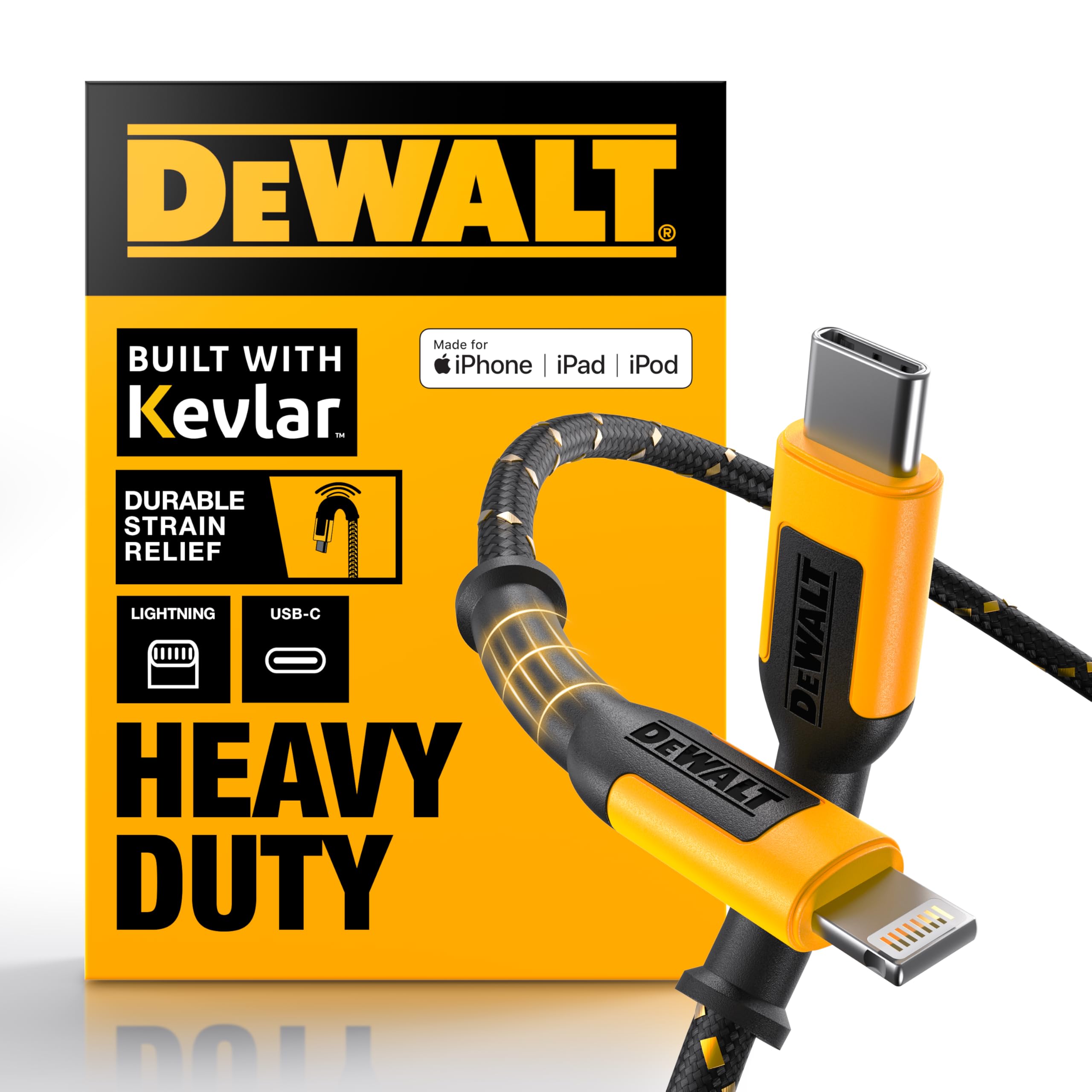 Foto 1 | Cable Usb C A Lightning Dewalt Reforzado, Trenzado, 1,2 M - Venta Internacional.